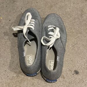 Keds Kids Gray Canvas Lace-Up Sneakers with White Laces